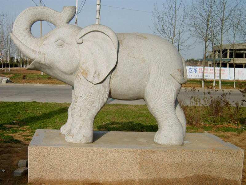  芝麻灰石雕大象 